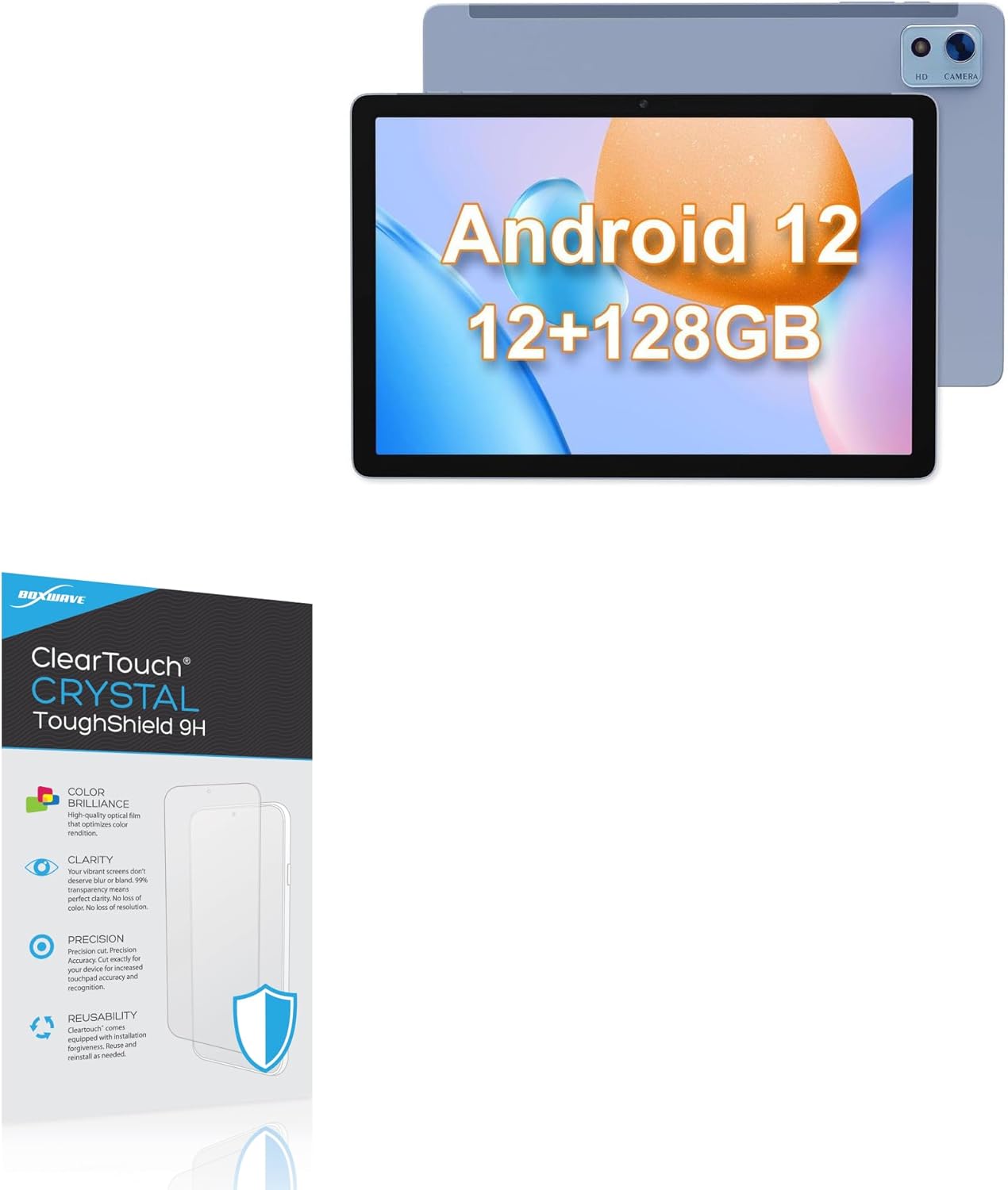 BoxWave Screen Protector Compatible with FancyFish T30B Android 12 Tablet - ClearTouch Crystal ToughShield 9H (2-Pack), Clear 9H Tough Flexible Film Screen Protector