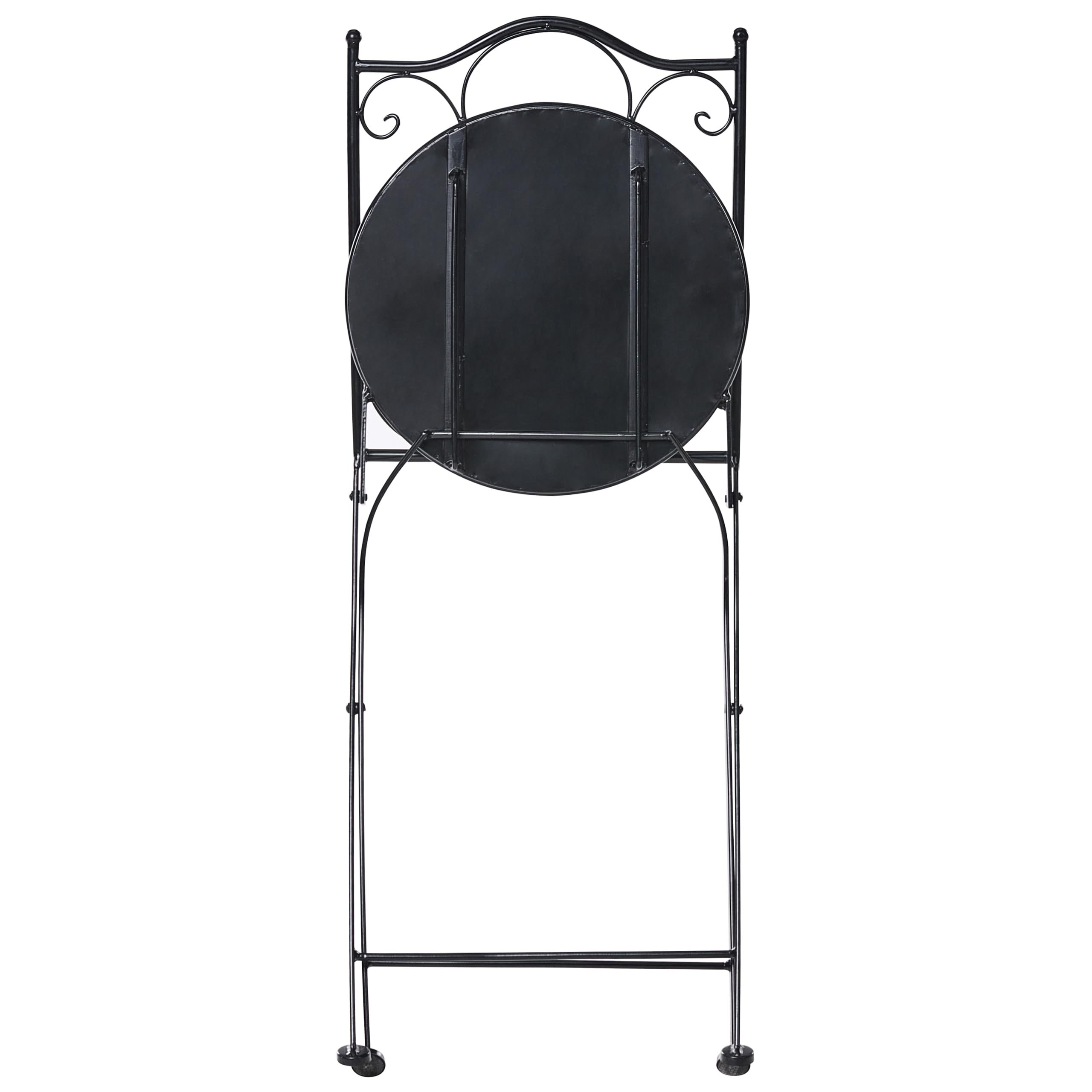 Beliani Set da giardino in metallo 2 sedie in stile ferro battuto pieghevoli con piastrelle in mosaico ceramica nero
