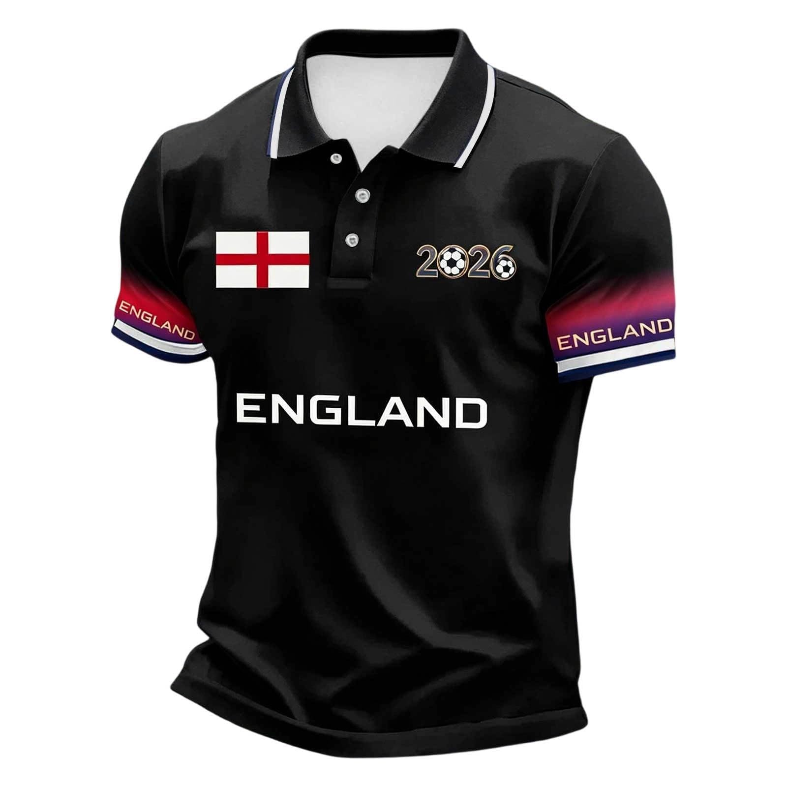 England St George's Cross Polo Shirt Classic Polo Shirt with Red England Flag Design Perfect for Football Fans Comfortable for Everyday Wear and Matches