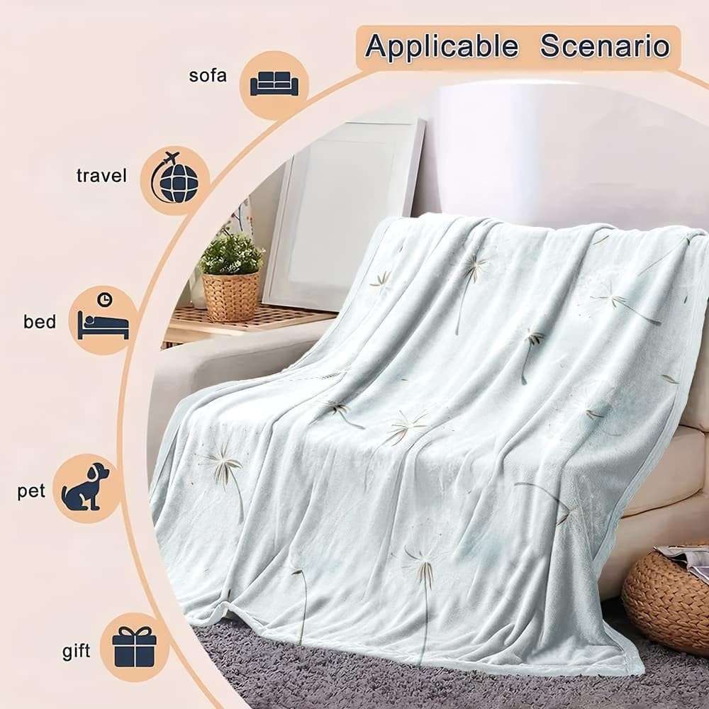 Générique Koc miękki miękki koc rośliny romans mniszek lekarski kwiaty sofa łóżko ciepły koc polarowy flanelowe obrazy clipart koc do spania biuro na wszystkie pory roku XXL 180 x 220 cm
