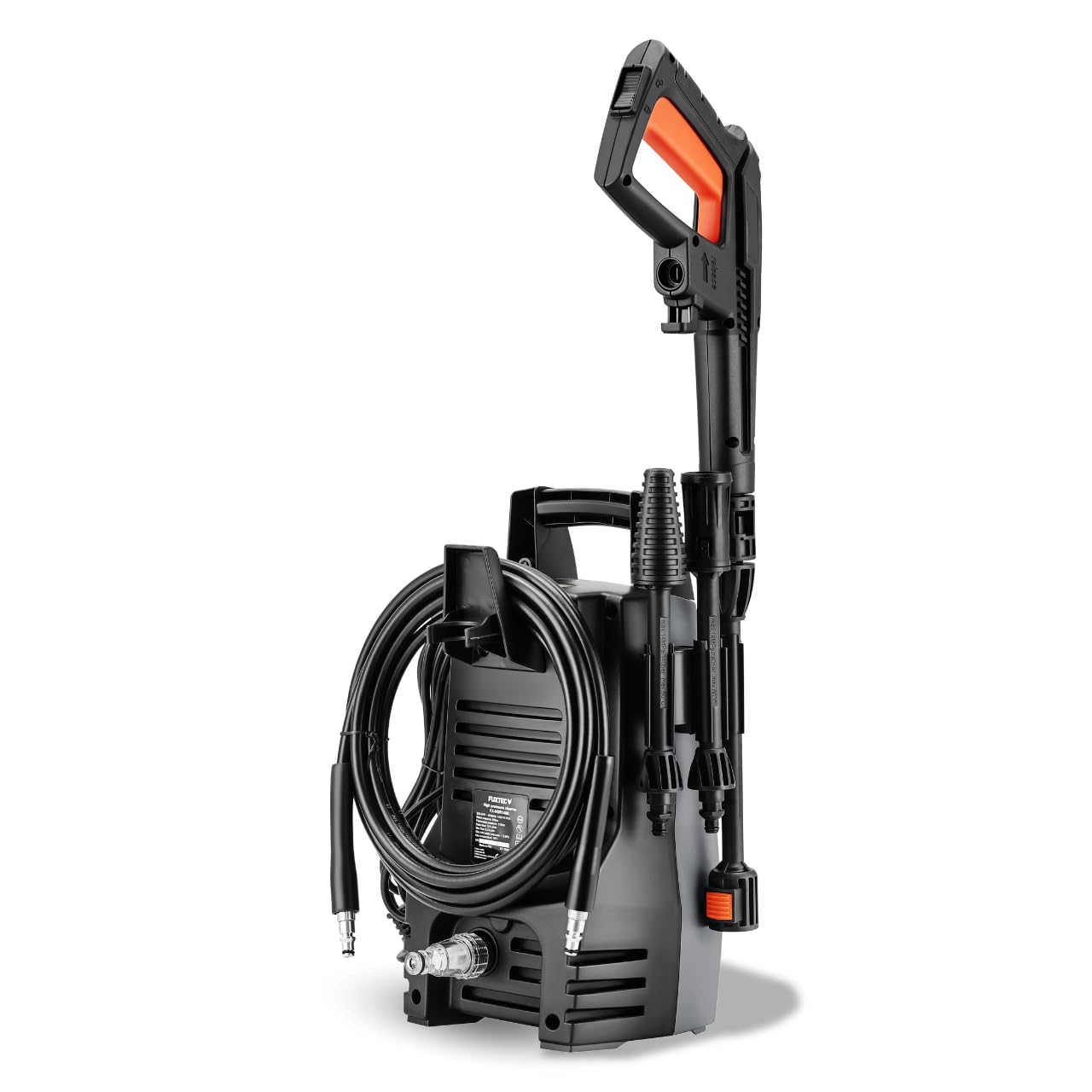 FUXTEC myjka wysokocisnieniowa FX-HDR1400, czyscik do powierzchni, 110 bar cisnienia roboczego, wydajnosc 390 l/h, moc 1400W, 5m waz wysokocisnieniowy i pistolet, waga 4,9 kg, w zestawie akcesoria