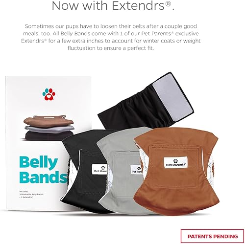 Miniatura 2 de Pet Parents Bandas de vientre lavables de alta calidad paquete de 3 de pañales para perros machos envolturas para perros machos banda para el