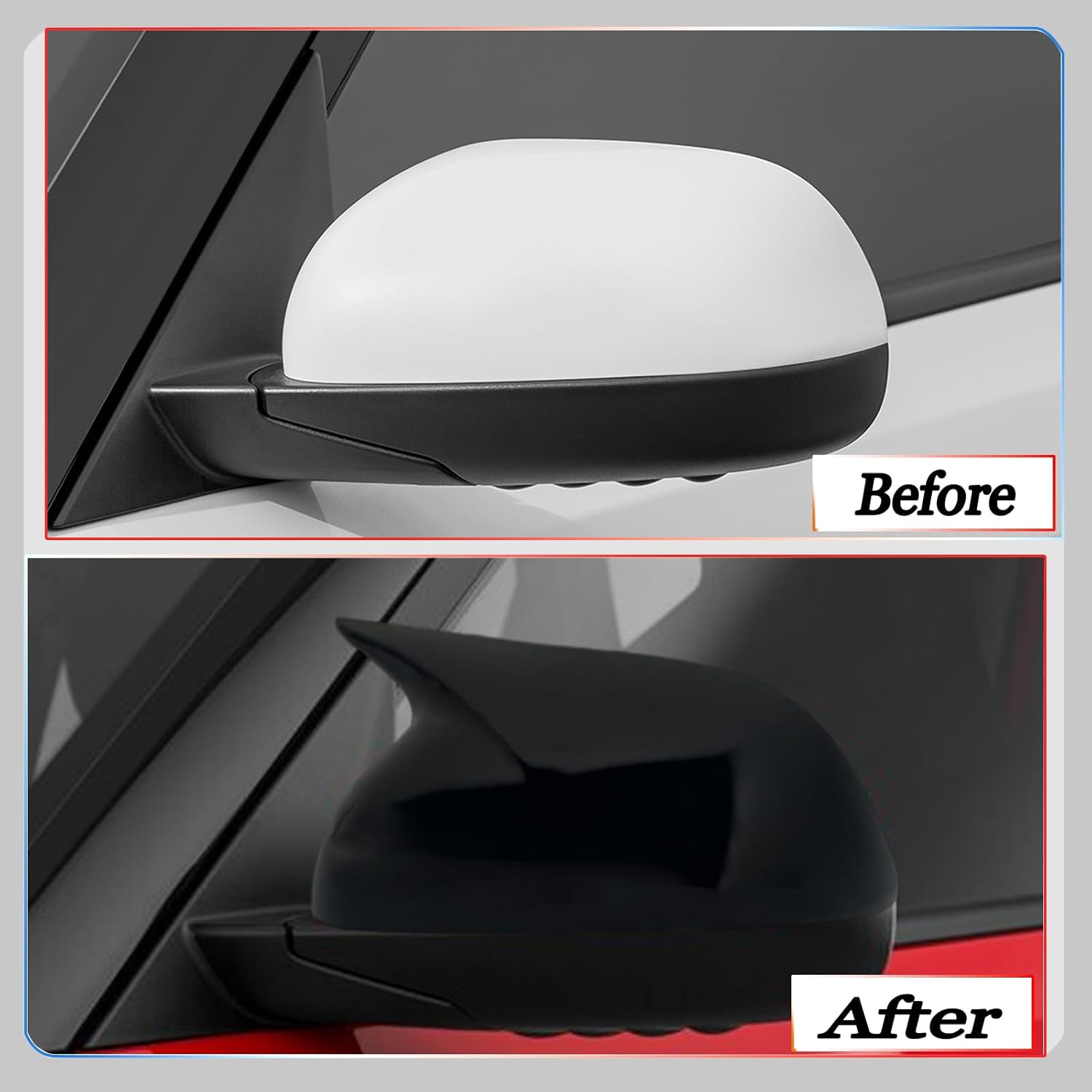 Side Mirror Cover, for Kia Soul 2020 2021 2022 2023 2024 2025, Bright Black Side Rear Mirror Covers Body Kit Accessories for Cars（Without Turn Signal Cutout）