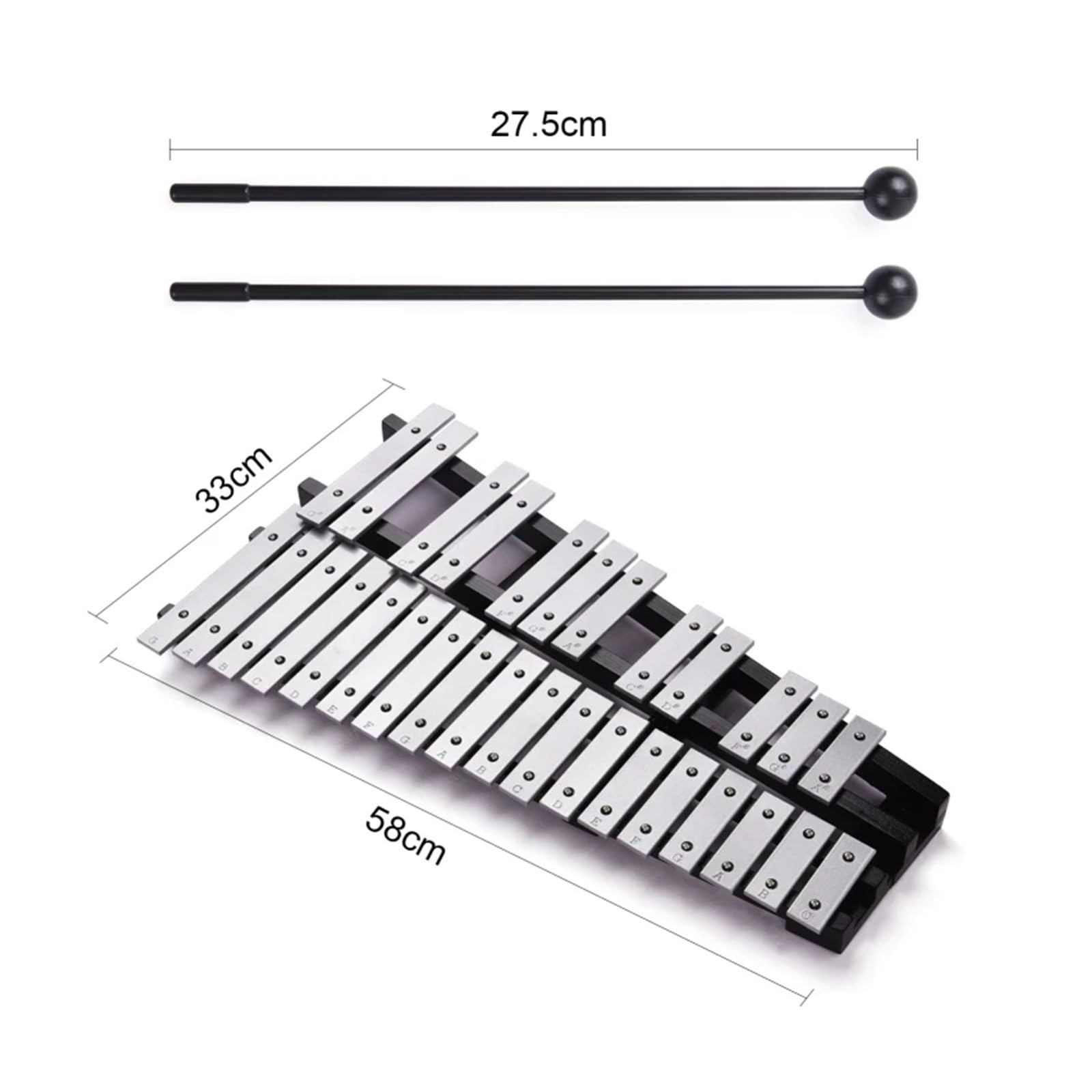Xilófono Xilófono Glockenspiel plegable de 30 notas madera