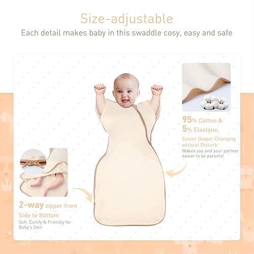 Miniatura 5 de Mantas para envolver de 3 vías con brazos levantados, saco de dormir con las manos arriba, saco de dormir fácil de cambiar pañales para bebés, niños