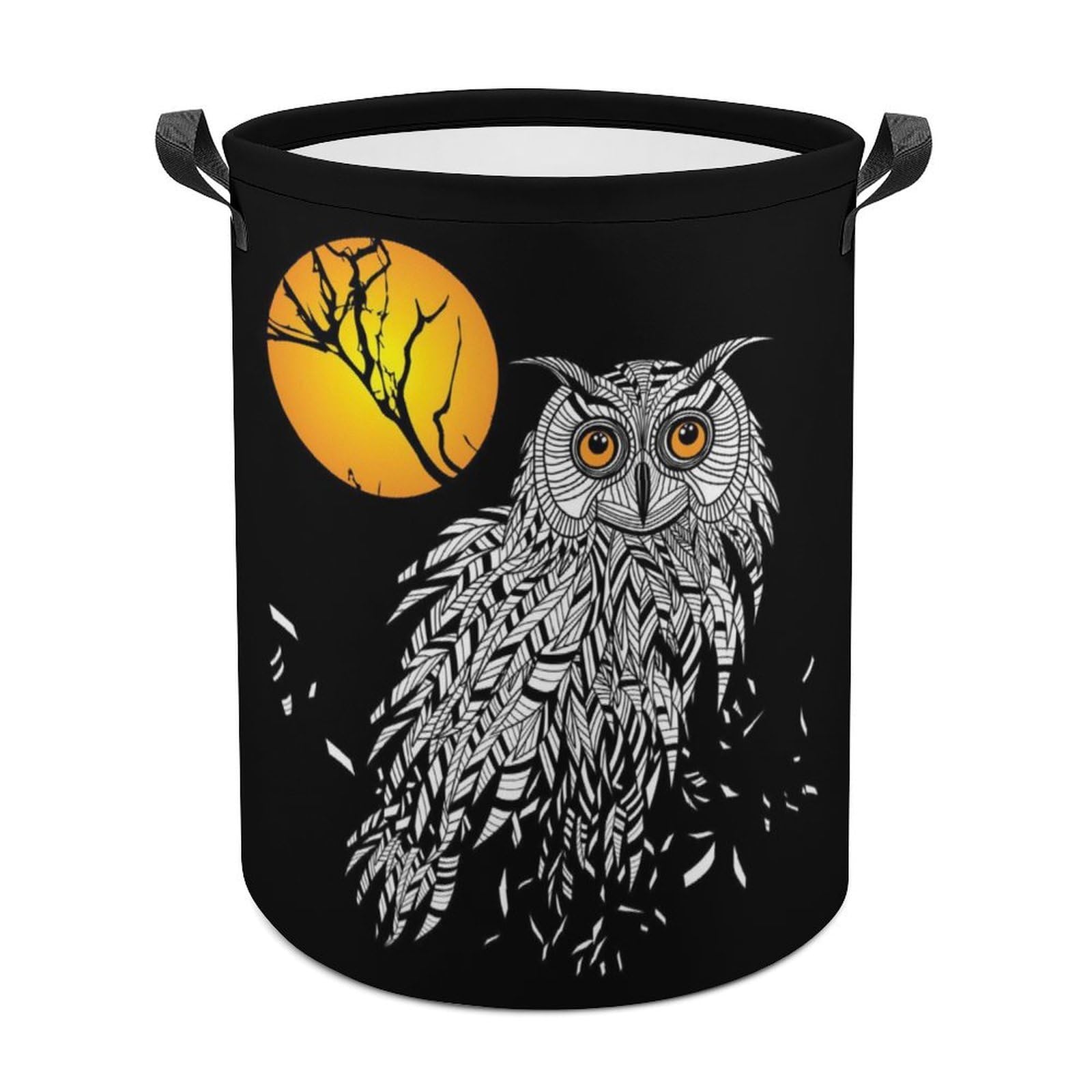 MHYRAC Laundry Hamper, Black Owl Laundry Basket, Washing Basket with Handle
