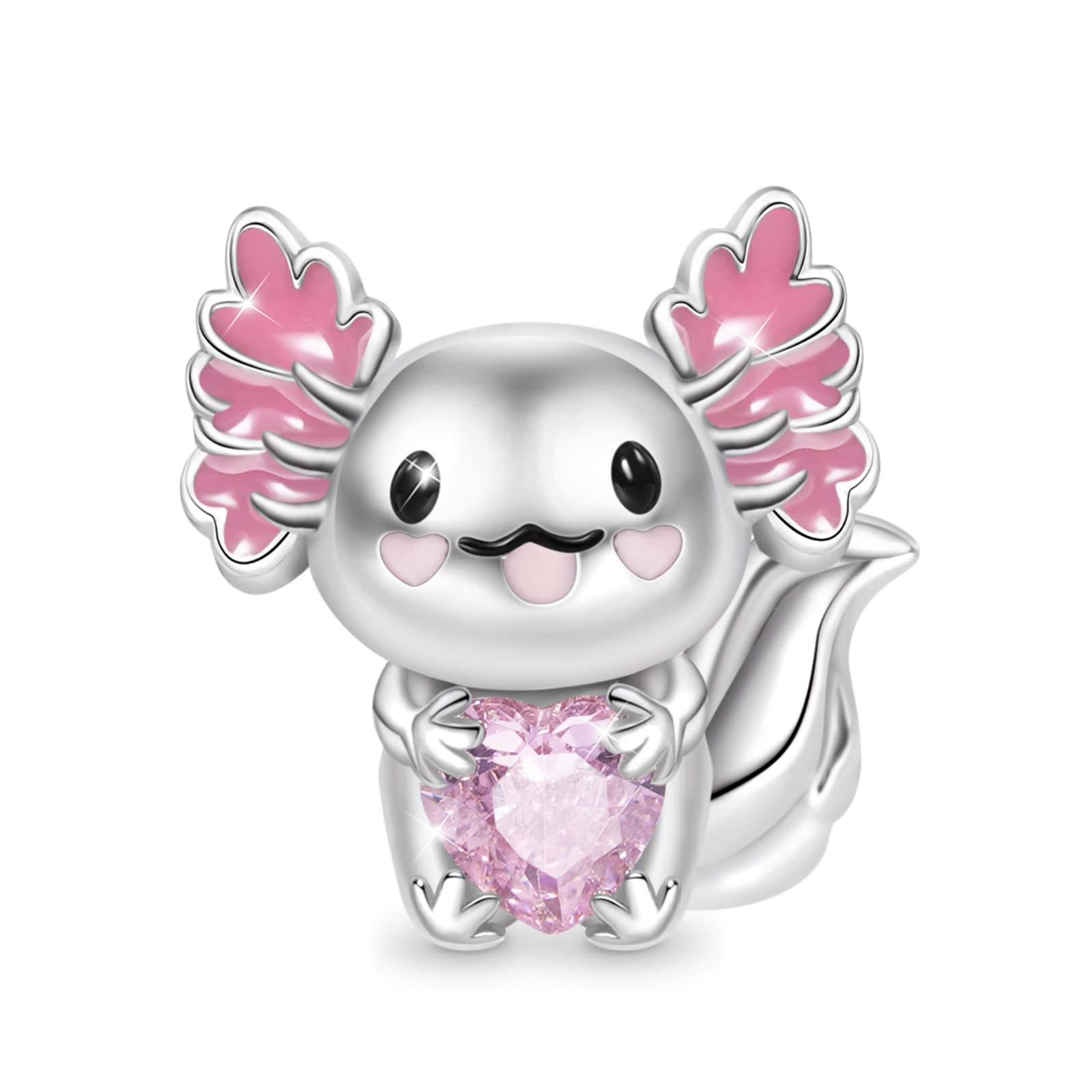 GNOCE Ciondolo a forma di cuore Axolotl messicano, in argento Sterling, adatto per braccialetto/collana per donne, ragazze, mogli, figlie