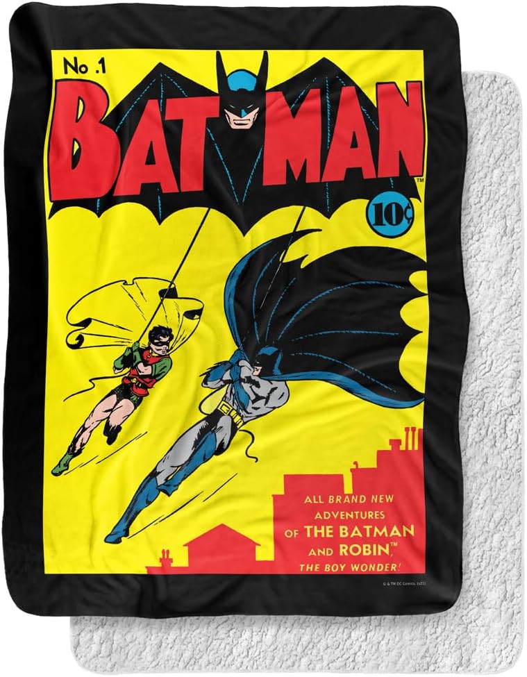 Batman Blanket, 60"x80", Batman First Silky Touch Sherpa Back Super Soft Throw Blanket