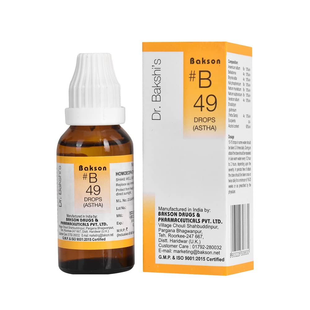 Dr. Bakshis BAKSONS HOMOEOPATHY # B 49 Astha Drops (30 ml) (B0BWJ44NX1) Amazon Price History, Amazon Price Tracker