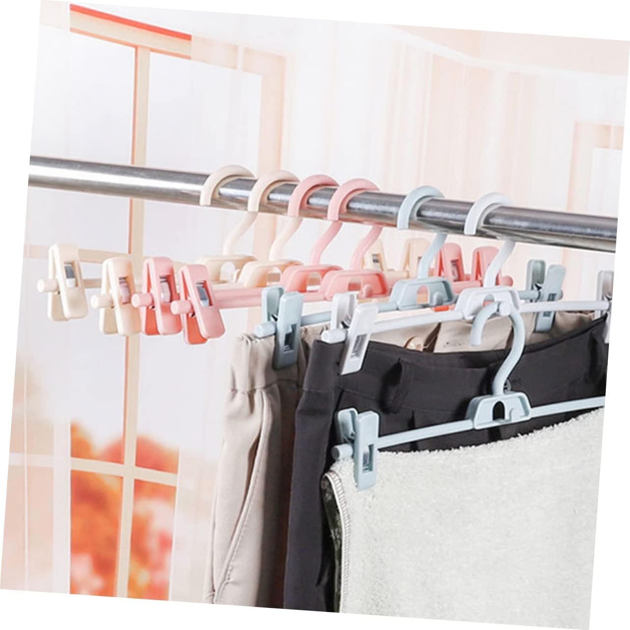 Kleiderbügel Kleiderhaken, 10-teilige Garderoben-Hosenbügel-Clips, Mehrzweck-Aufbewahrungsbox