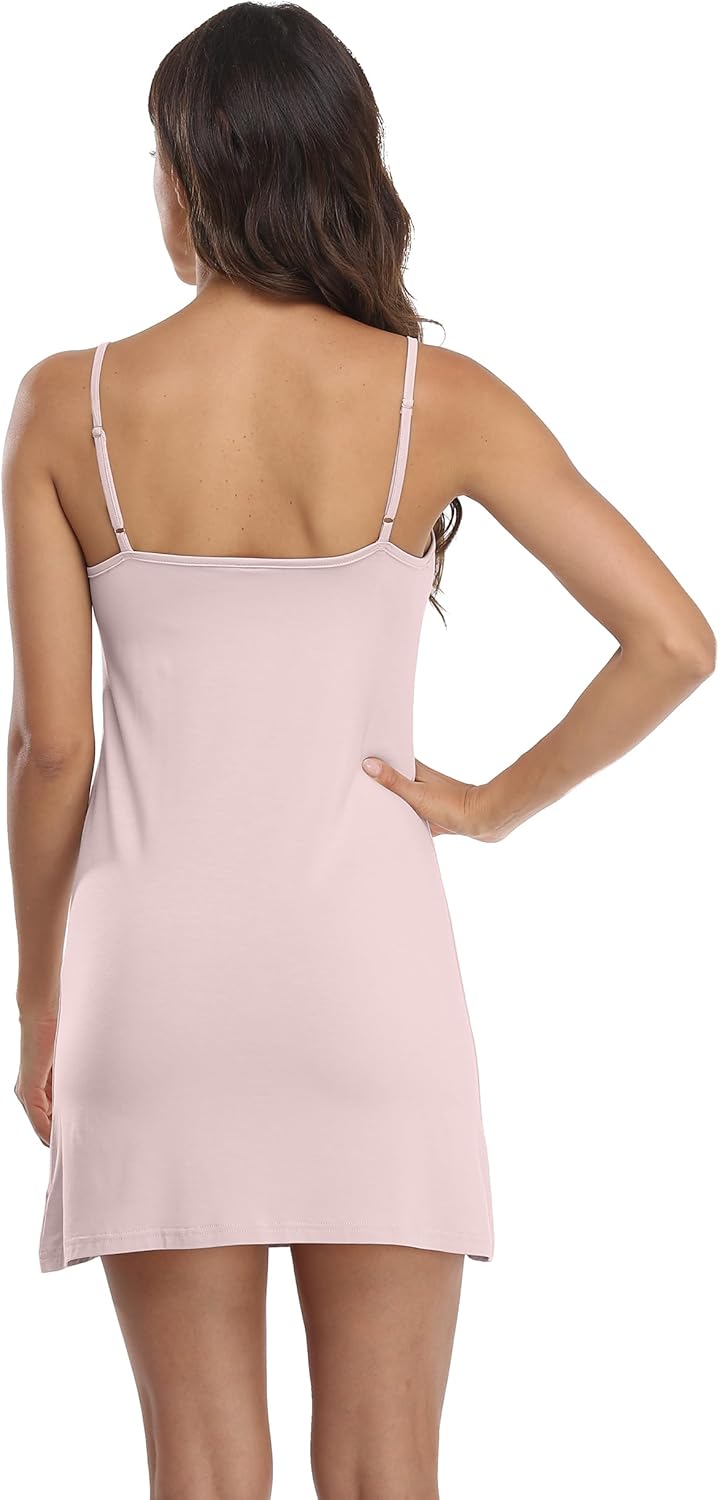 Women's Full Slip Lingerie Under Dress Spaghetti Adjustable Strap V Neck Camisole Slips Dress Undergarment Nightwear - Image 5