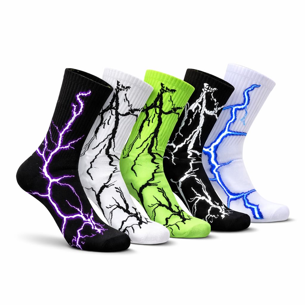 5 Pairs Cotton Full-Length High Ankle Socks for Men & Women | Contrast Pattern | Soft Stretch Fit | Anti-Odour, Sweat-Free, Anti-Slip Design-image-6