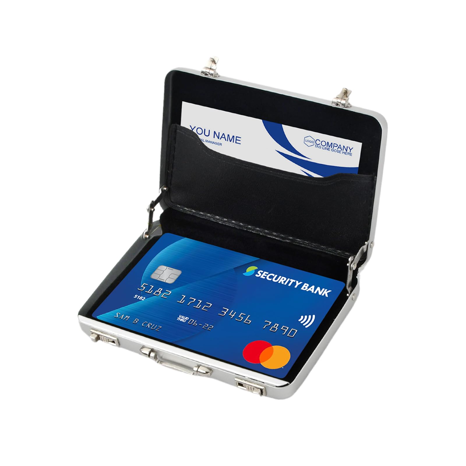 Maleta para dinero como embalaje para cupones, mini maletín de aluminio con cierre a presión como regalo de boda y tarjeta de felicitación, (plata)