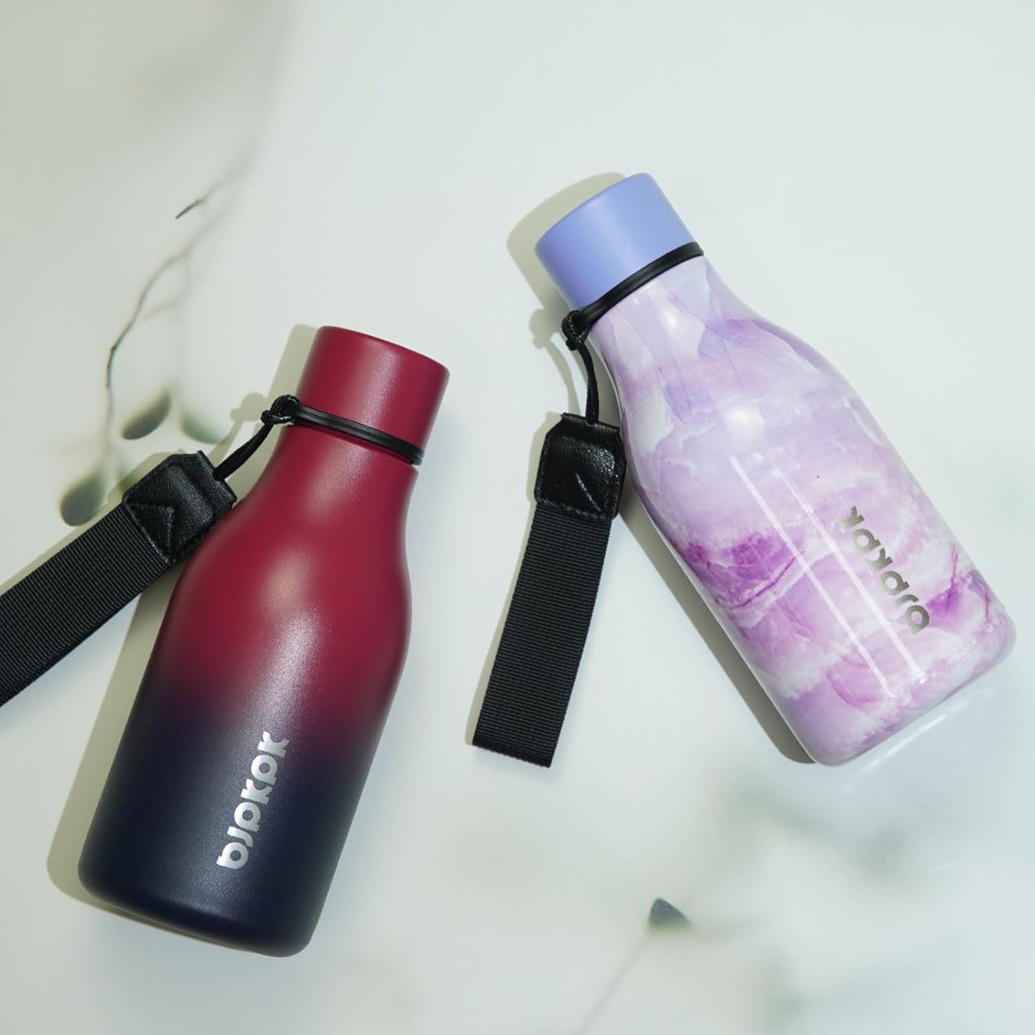 BJPKPK Insulated Water Bottles, 12oz Stainless Steel Metal Water Bottle with Strap, BPA Free Leak Proof Jugs, Mugs, Flasks, Reusable Thermal Flasks for Sports & Travel, Charming Black Red - Image 4