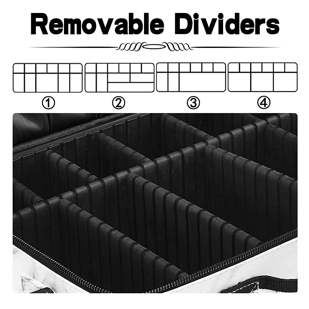 GZCZ Large Travel Makeup Bag PU Leather Cosmetic Case Organizer 16" Professional Makeup Train Case with Adjustable Dividers and Shoulder Strap for Makeup Brushes Toiletry Jewelry Digital Accessories : Beauty & Personal Care