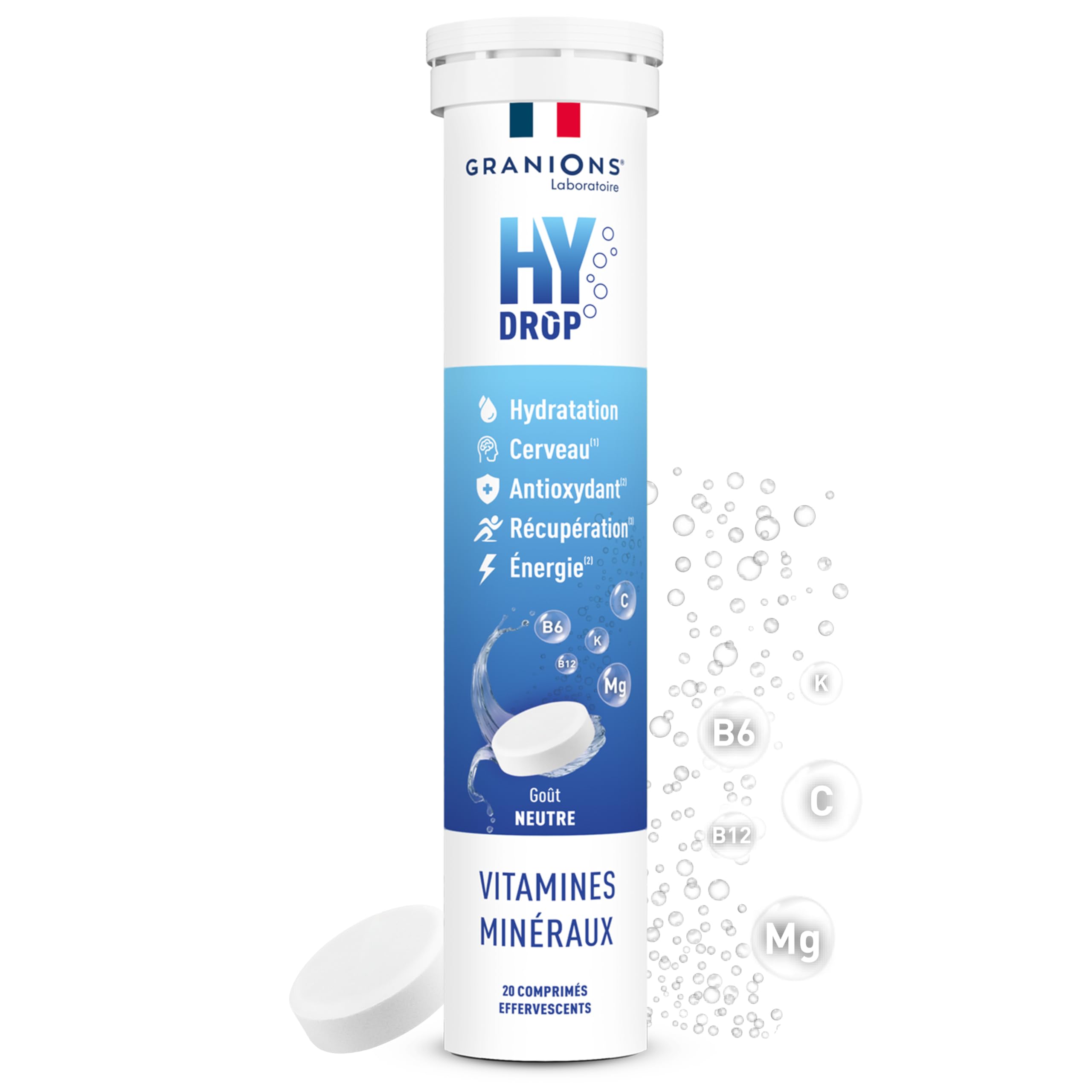 Granions - Hydrop - Electrolytes - Hydratation - 20 Pastilles - Neutre