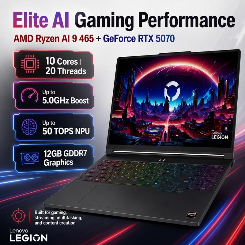 Lenovo Legion 5 OLED Gaming Laptop GeForce RTX 5070 AMD Ryzen AI 9 465 image 3