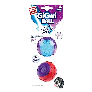 GiGwi Ball 'Squeaker' Pack of 2 Dog Toy, Medium, Multicolor