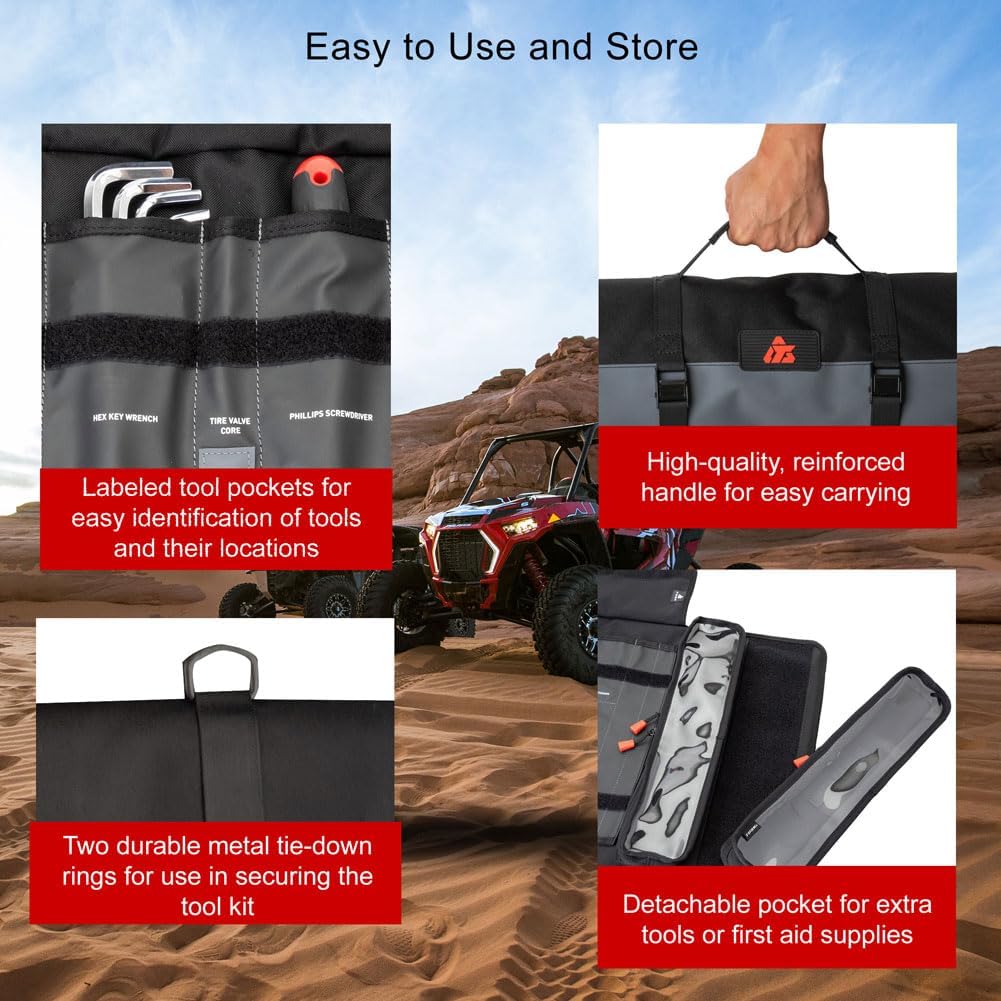 Tusk 211-946-0006 UTV Tool Roll Kit with Belt Removal Tools