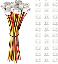 Lyeteung 30 Paires JST 2.54 XH 3 Pin Connecteur, Micro JST XH 3-Broches Connecteur Plug Mâle avec Câble de 150mm 22AWG et Femelle