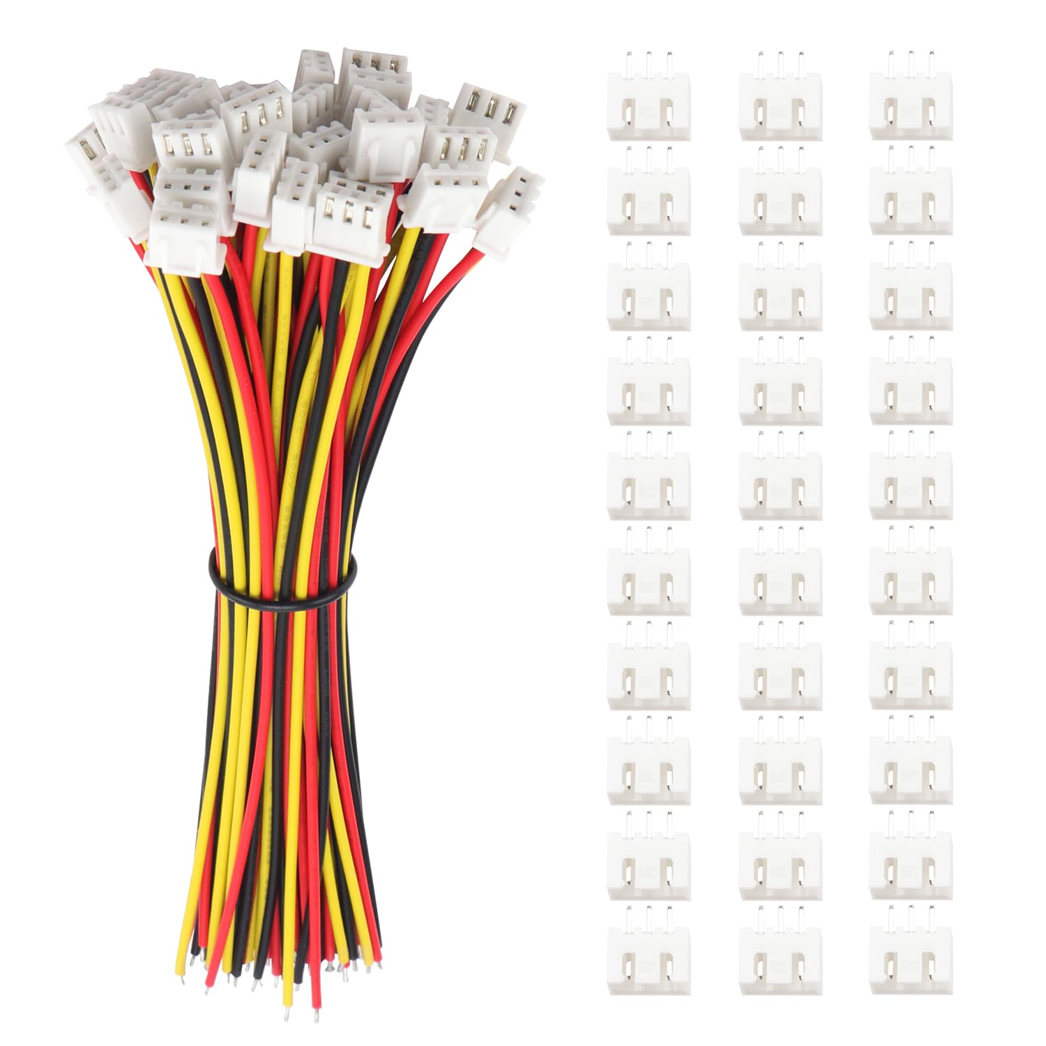30 Sets 2.54mm JST-XH Connector, Mini Micro JST XH 3 Pin Connector Plug Male with 150mm 22AWG Cable & Female Connector