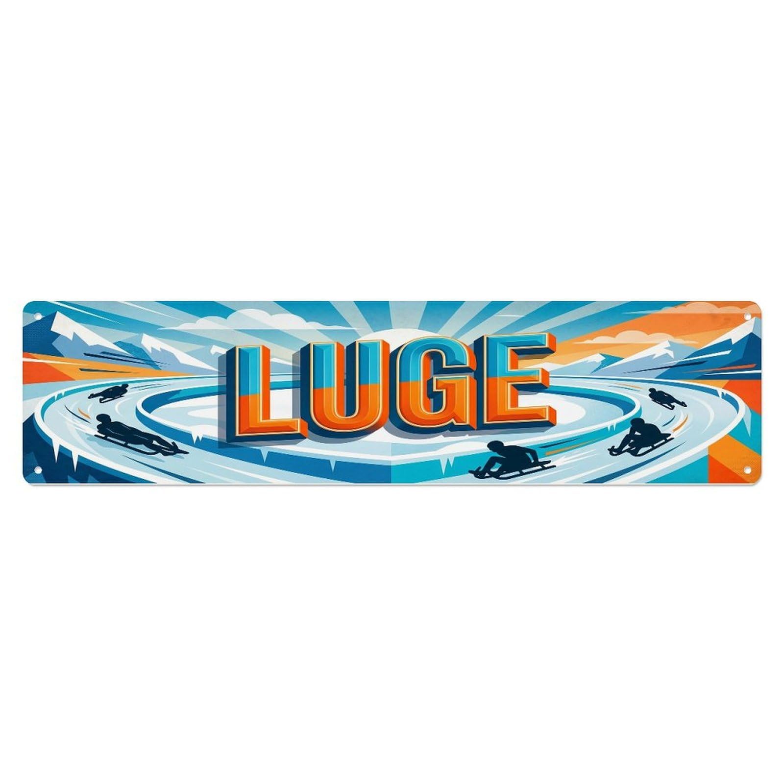 Cmhok Vintage Style Vintage Luge Outdoor Activity Sports Metal Tin Sign Wall Decor For Cafe, Club, Garden Metal Poster 4X16inch