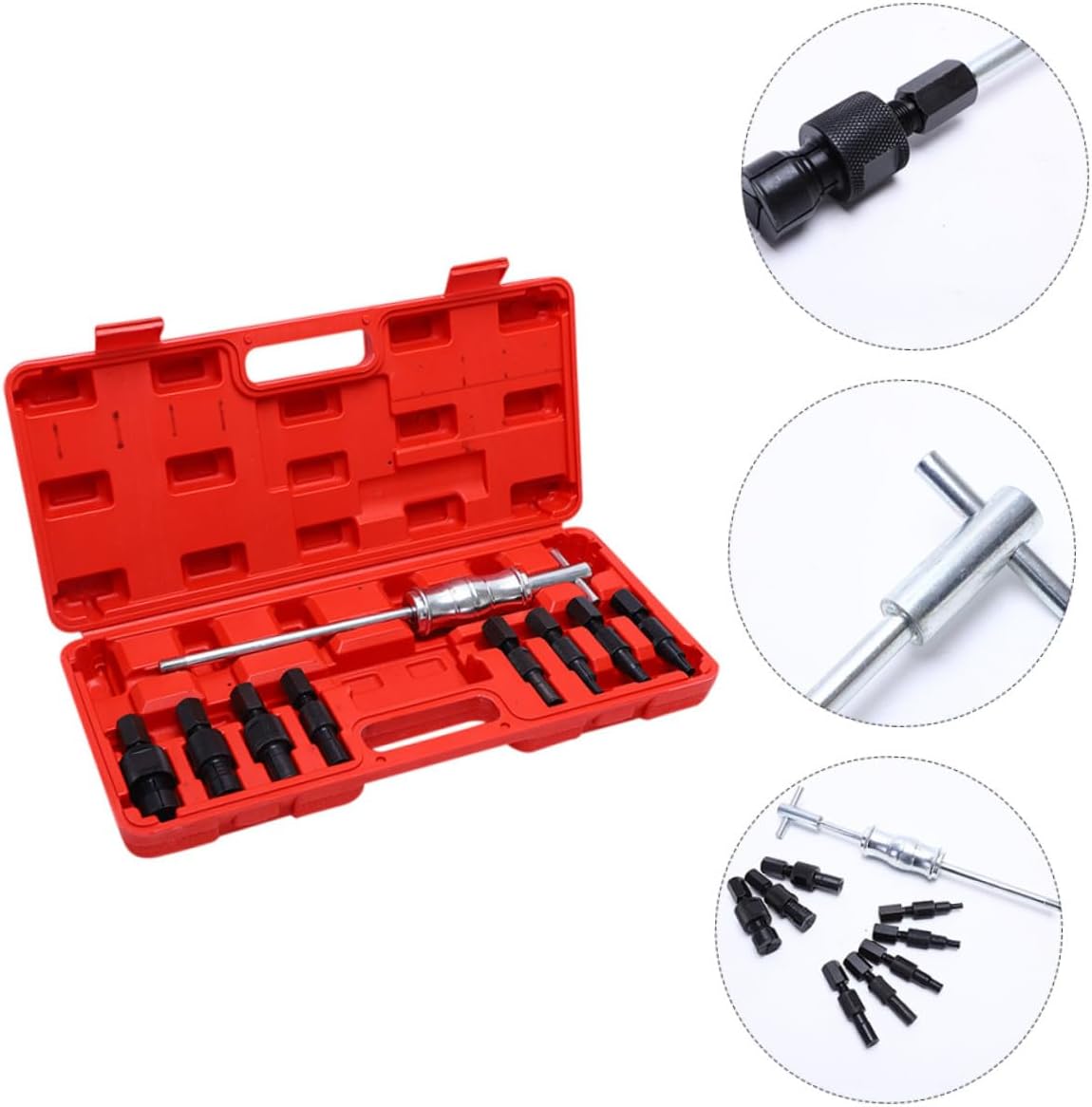 9pcs Inner Bearing Puller Slide Hammer Set Steel Bearing Extractor Tool Kit for Auto Repair and Mechanical Maintenance