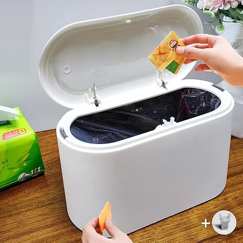 Bote de basura pequeño con tapa, bote de basura para escritorio, mini encimera, bote de basura para escritorio, lindo mini bote de basura para baño,
