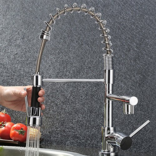 Wheelton Kitchen Faucet Sprayer Pull Down Stainless Steel 360 Swivel Tap Single Handle Goods For Kitchen Mixer-Chrome,Pressurize