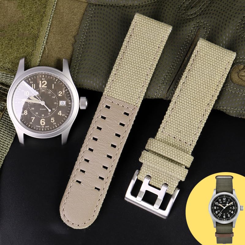 Correa de cuero de lona para reloj Hamilton Khaki Field H68201993 H7060596 Correa de reloj Seiko correa de reloj 20 mm 22 mm hebilla
