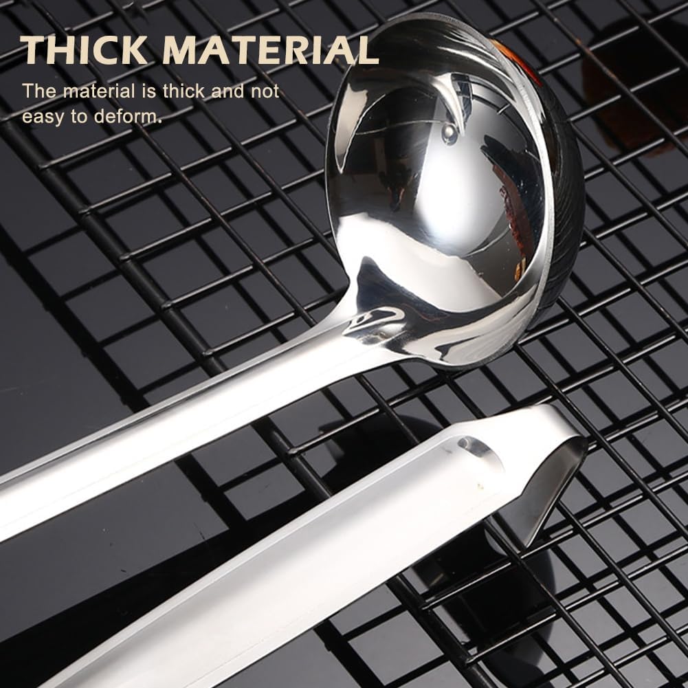 Soup Ladle with Hook Stainless Steel 10" Mirror Polished Dishwasher Safe