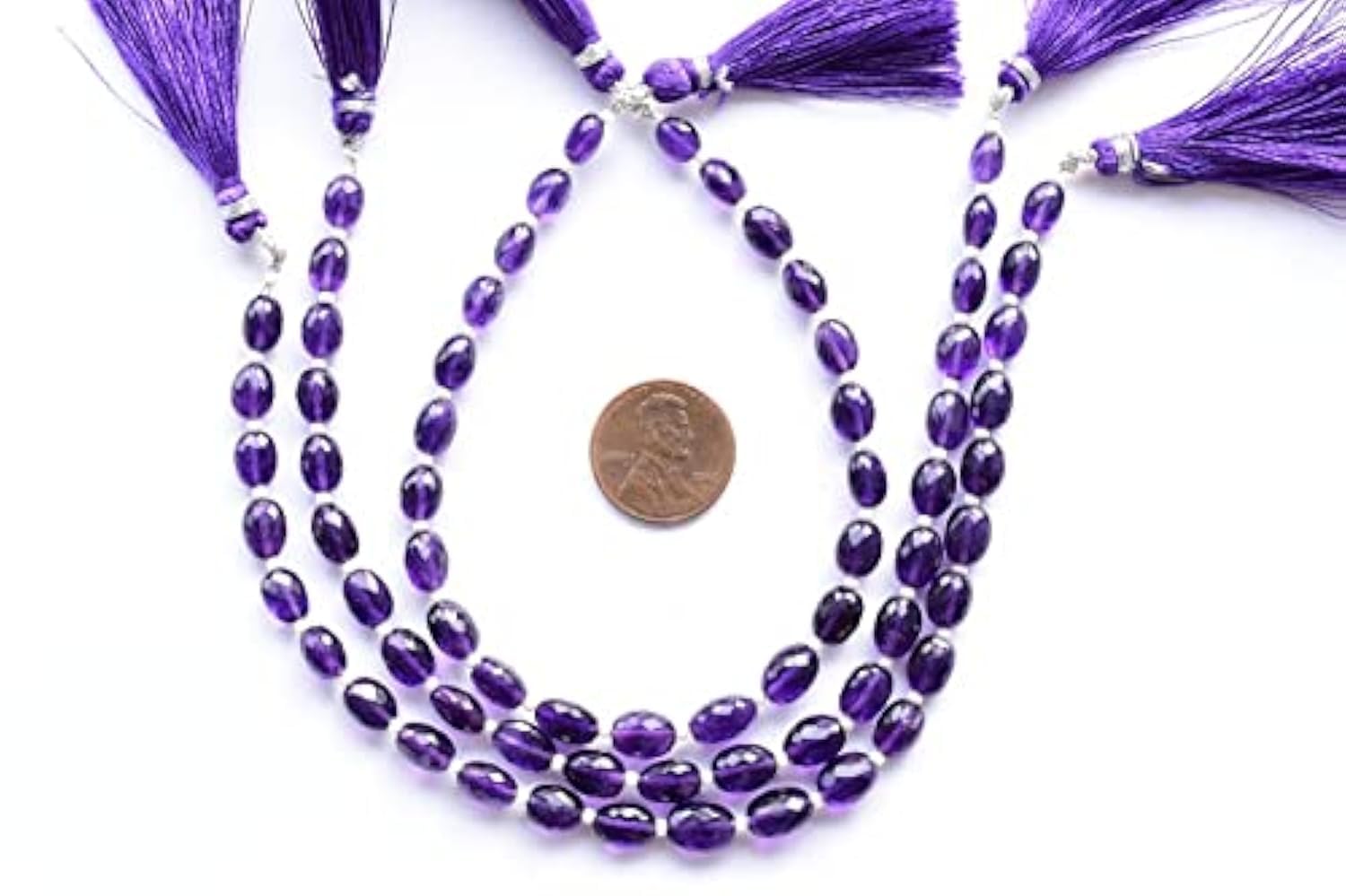 LKBEADS 13 inch strand of gem african amethyst 9x6-7x5mm oval faceted beads for diy jewelry making. african amethyst beads strand