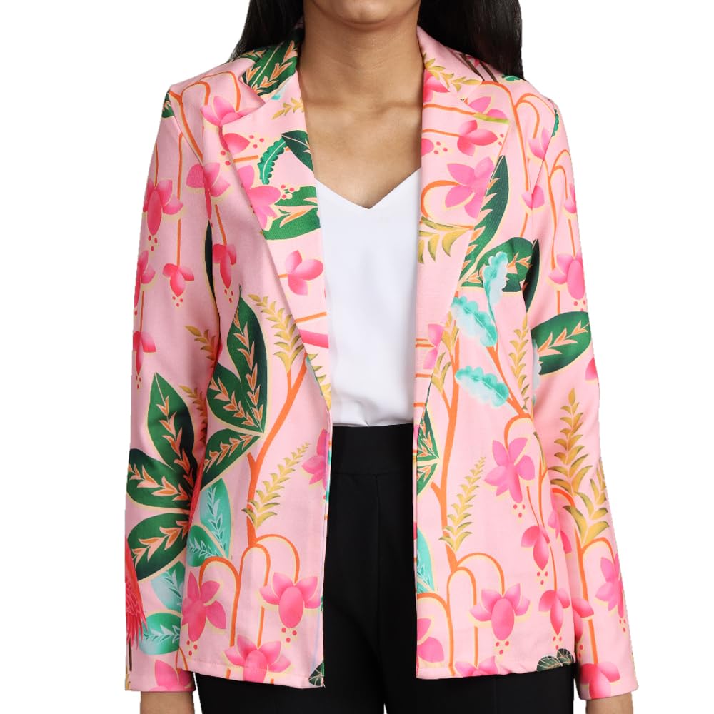 fabcurate curate your own fabric Fabcurate Stunning Vintage Peach & Pink Floral Jacket for Women | Notched Neck with Full Sleeves Jacket for Ladies | Fashionable Casual Wear-picture-24