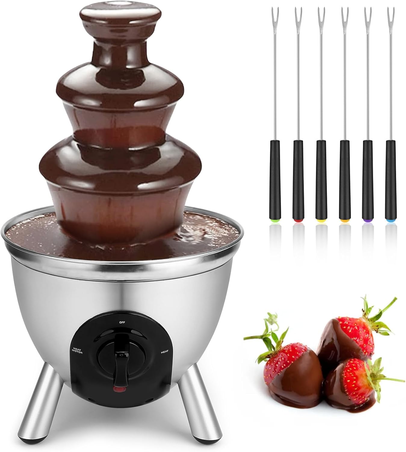 GearRoot Chocolate Fountain with 6Pcs Forks, Electric