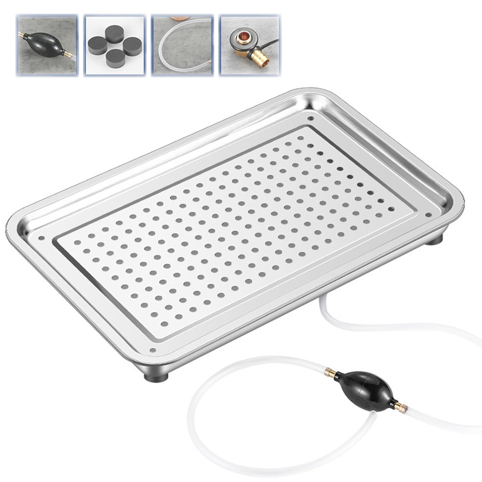 Metal Drip Pan, Double Layer Drain Pan with Drain Pipe, Kitchenware Drip Trays, 304 Stainless Steel, for Living Room(50x35x5cm/20x14x2in)