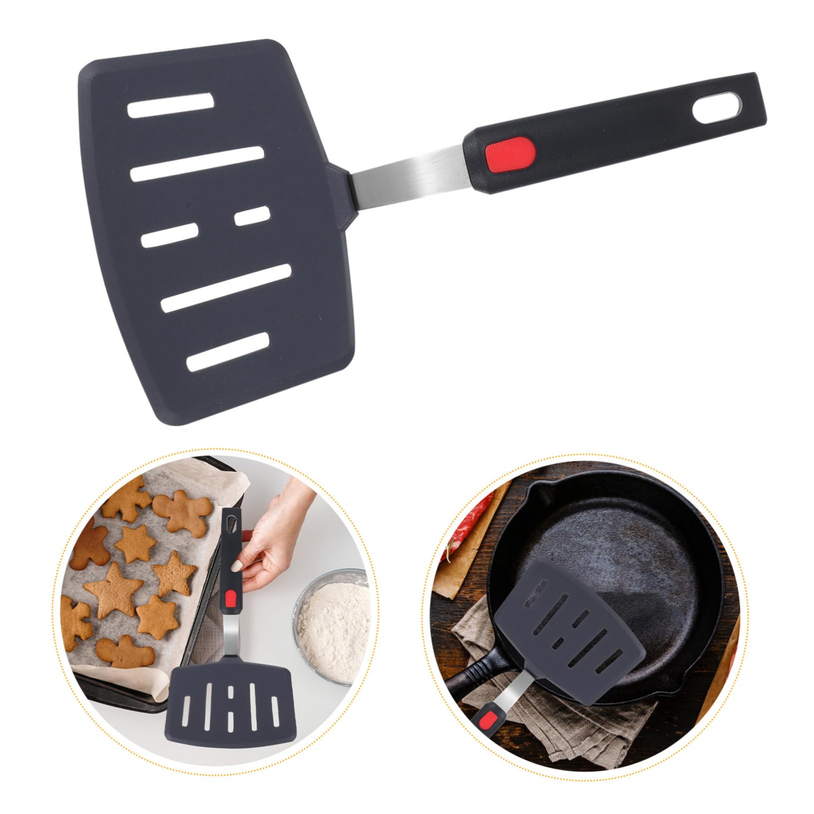 Cabilock Spatule en silicone avec fentes, résistante à la chaleur, flexible, large spatule pour revêtements antiadhésifs de cuisine