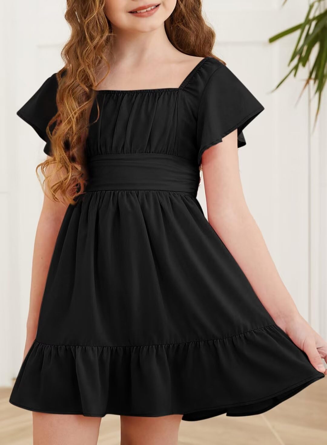 Girls Elegant Ruffle Back Tie Dress Size 4-15 Years Old - Image 3