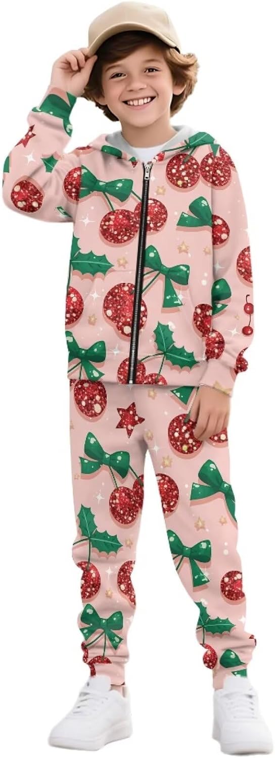 Girls Athletic Sweatsuit 2 Piece Tracksuit Kids Full Zip Hoodie Sweatshirt and Sweatpants Joggers Set with Pockets