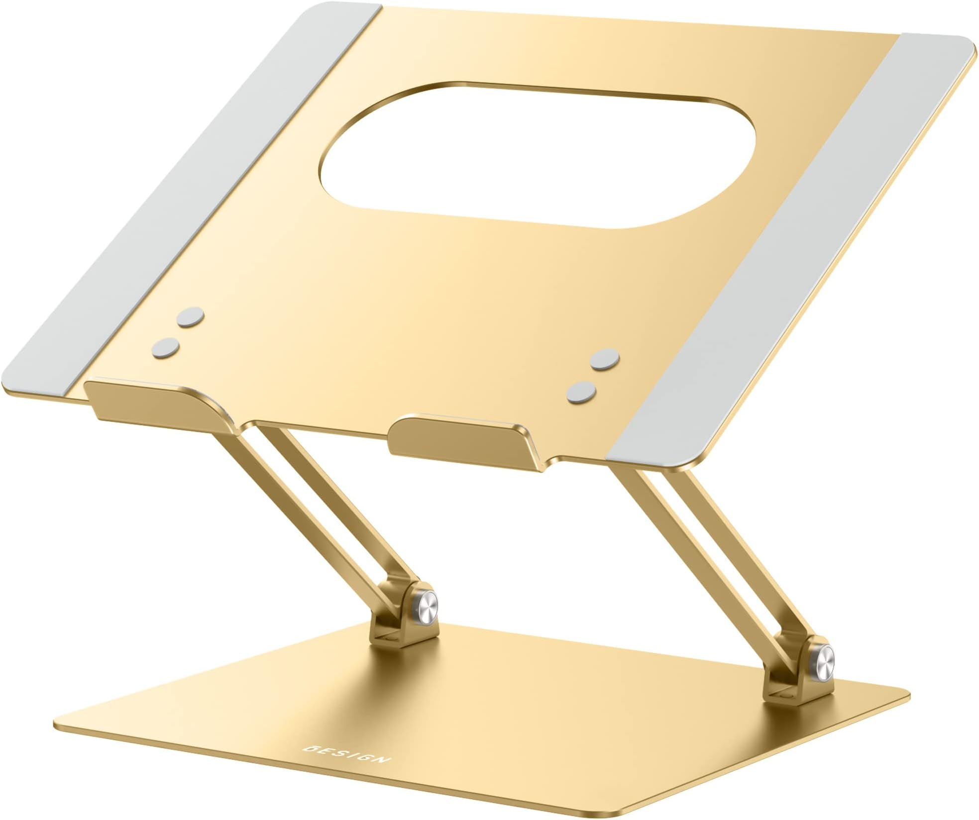 BESIGN LS10 Aluminum Laptop Stand, Ergonomic Adjustable Notebook Stand, Computer Holder Compatible with Air, Pro, Dell, HP, Lenovo More 10-14" Laptops, GoldRecycled Claim Standard Blended