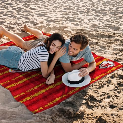 Image of Northwest NFL Kansas City Chiefs Oversized Microfiber Beach Towel, 60 x 70 Inches - Quick Dry, Sand Resistant, Lightweight, Highly Absorbent, Shibori Design