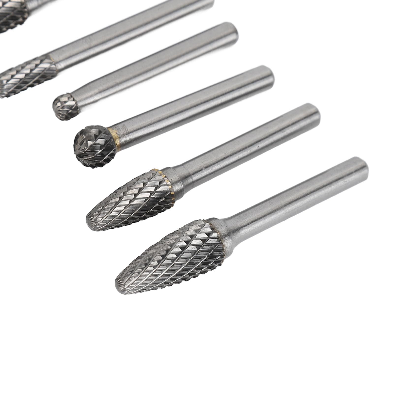 Juego de 8 fresas de carburo, kit de fresas rotativas de acero de tungsteno de doble corte para tallar, pulir y fresar madera de metal con múltiples formas, incluye cilíndrico,