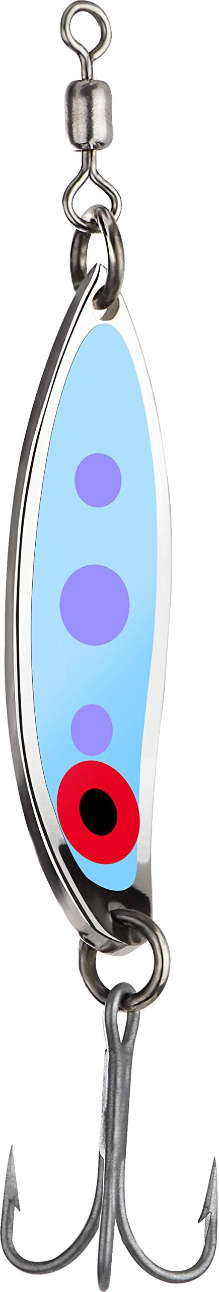 Peetz CJ Special 2.5-Inch Herring Fishing Spoon Lure | Nickel Plated Brass | UV Glow & Purple Moon Jelly Squid | Ice Fishing Jigging Hard Bait for Perch Pike Crappie Whitefish Musky