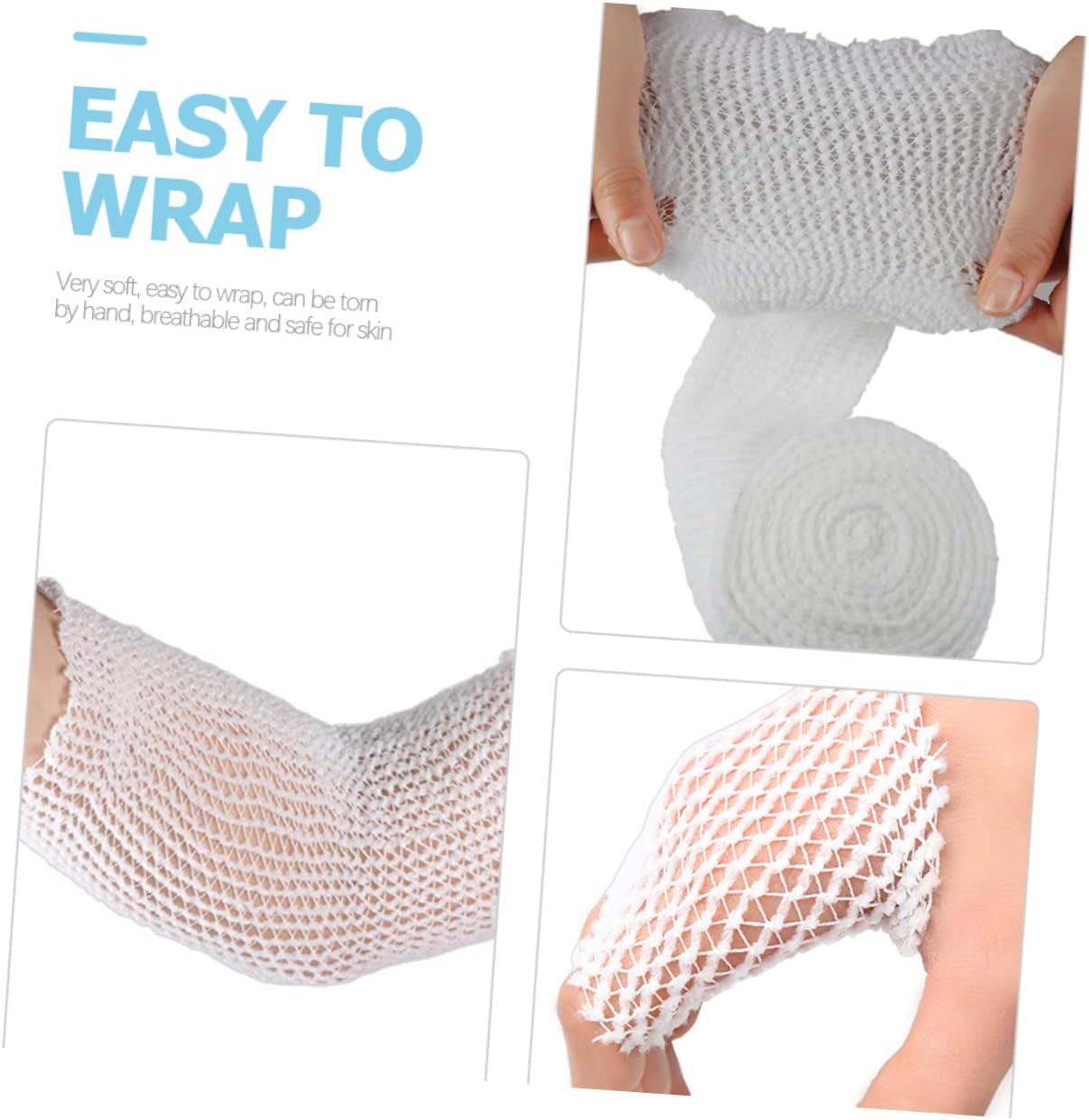 Elastic Mesh Bandage Wrap 1 Roll Stretchy Cotton First Aid Tape for Finger Joint Support Compression for Sports Injuries Non-Adhesive and Breathable