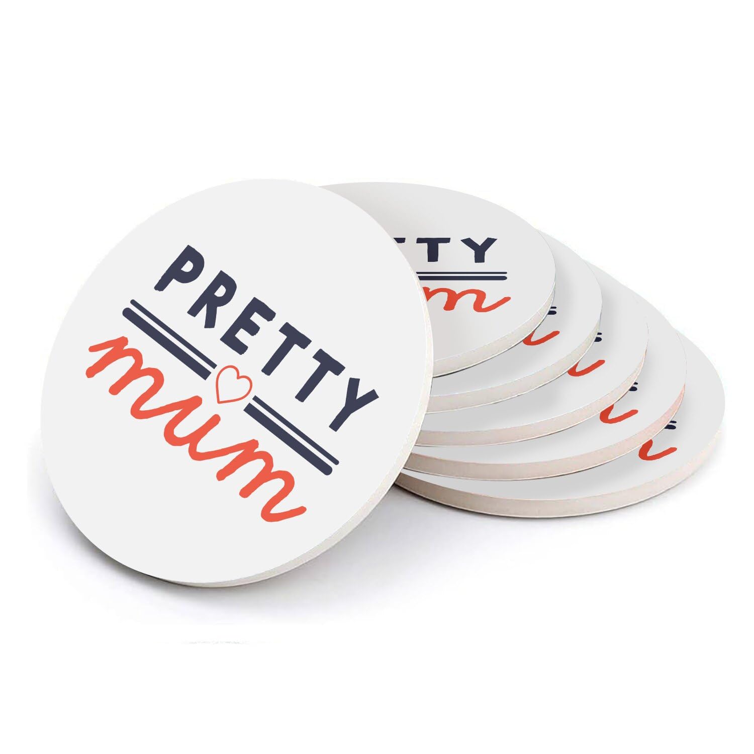 Sous-verre ronds en céramique Pretty Mum Family le cadeau idéal pour la fête des mères