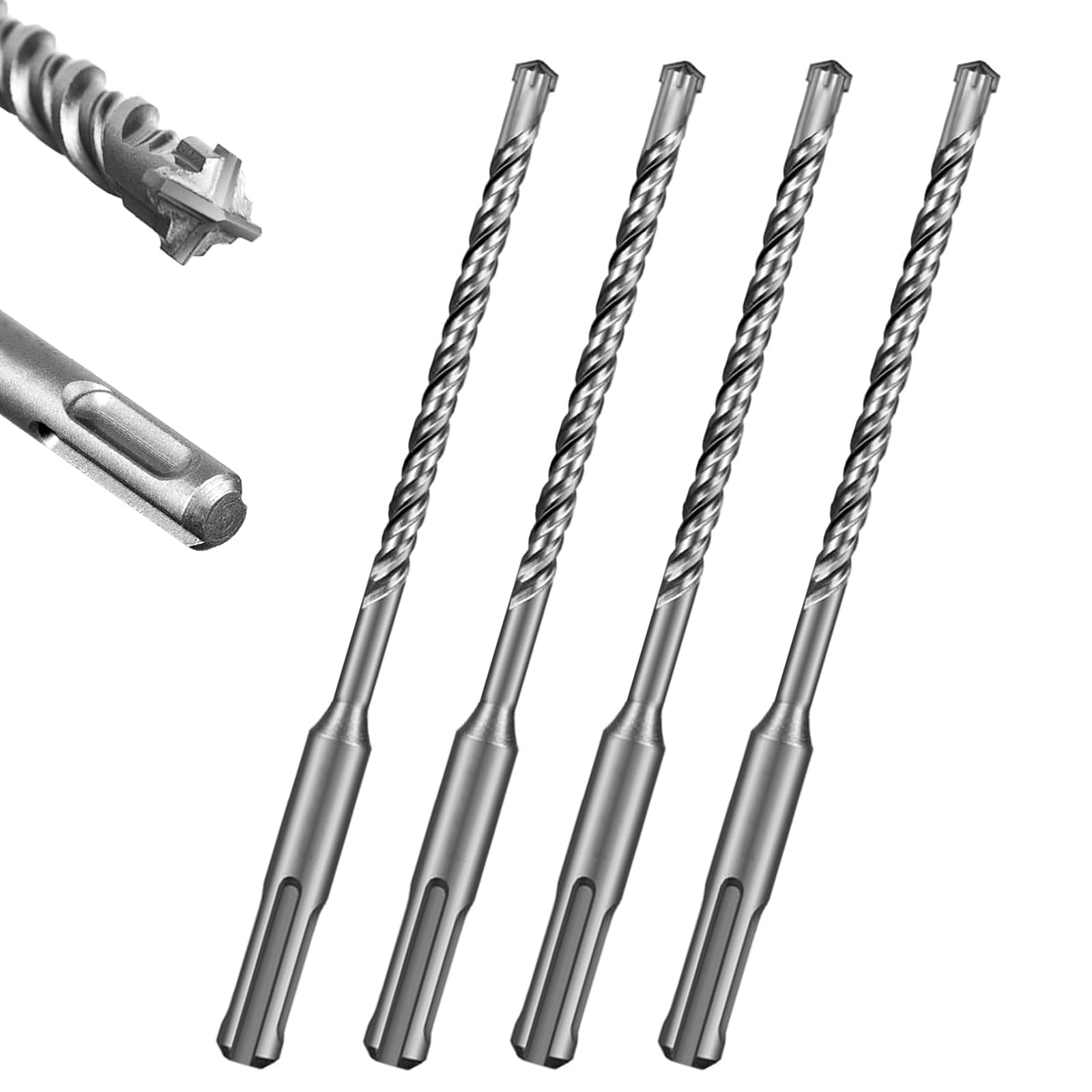 4 brocas SDS Plus de 6 mm x 160 mm, broca para hormigón y piedra, perforación precisa y rápida en hormigón, piedra natural y otros materiales