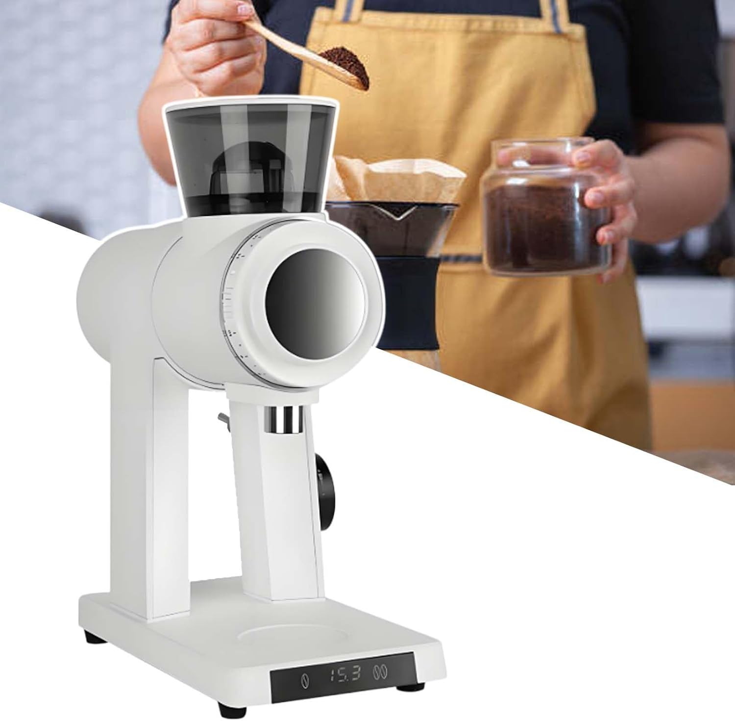 60 Mm Flat Blade Coffee Grinder,Adjustable Fineness Burr Coffee Grinder,Small Electric Espresso Coffee Beans Burr Machine