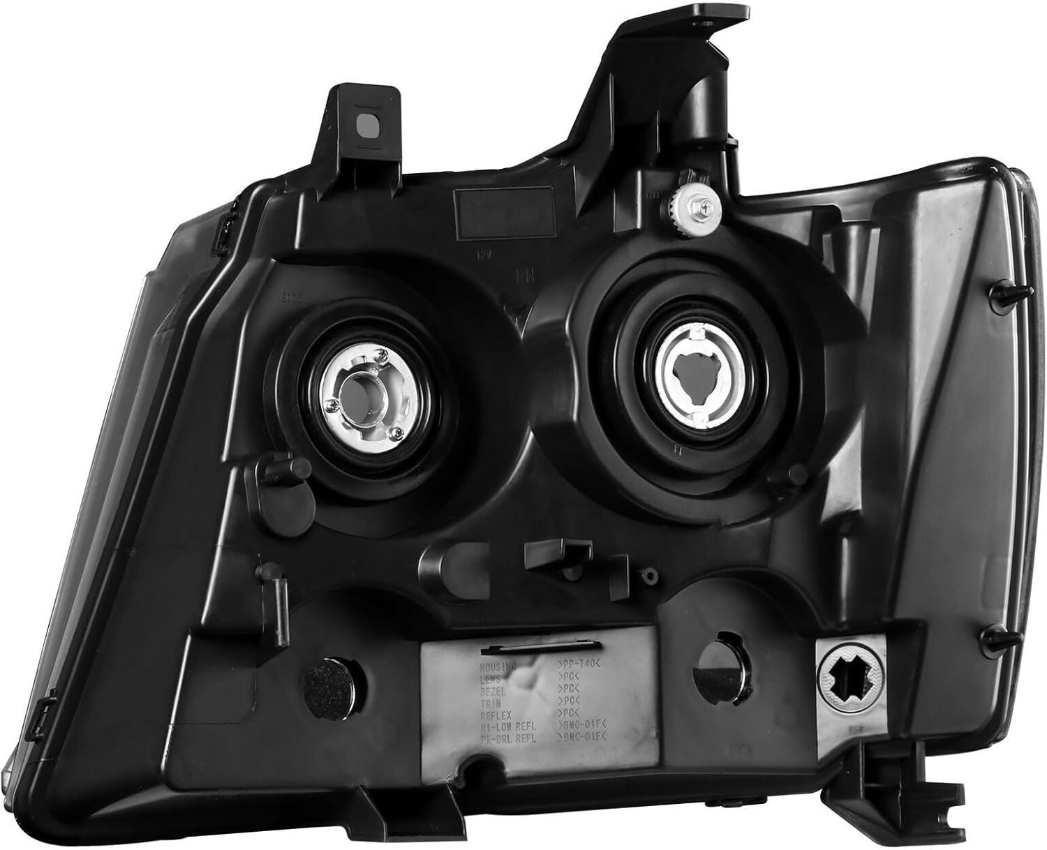 Headlight Assembly Compatible for 2007-2014 Chevy Tahoe Suburban 1500 Compatible for 07-2013 Avalanche Suburban 2500 Front Lamp w/Bulb Black Housing/Smoke Lens/Clear Corner