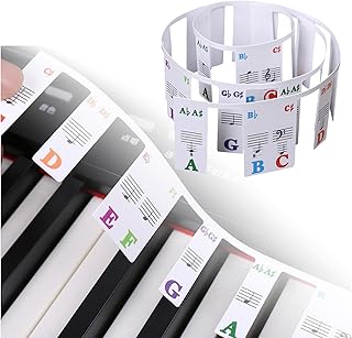Piano Keyboard Notes Guide for Beginner Kids, 61/88 Key Piano Key Labels, Removable Piano Board Note Markers for Learning Electronic/Upright Pianos, Reusable Piano Keyboard Stickers, No Need Stick
