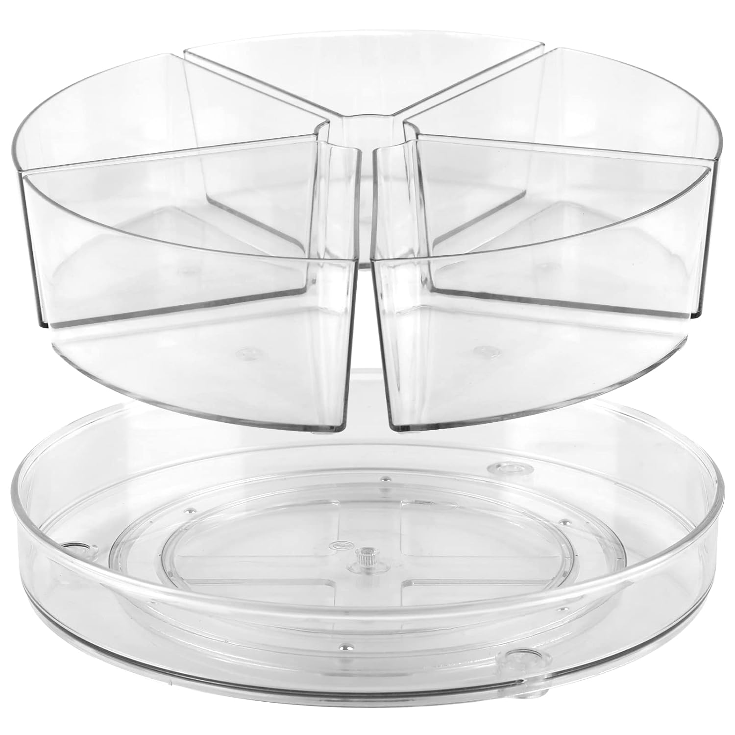 Goramio 10.6" Lazy Susan Organizer with 5 Removable Bins, Clear Plastic