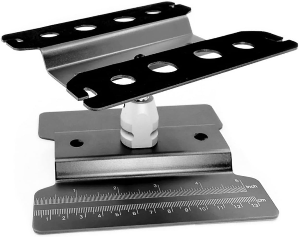 Vehicle Maintenance Stand RC Car Repair Stand Workstation Rotating Aluminum Alloy Structure with Scale Ruler Quick Disassembly Suitable for Builders, Black, 135mm Height